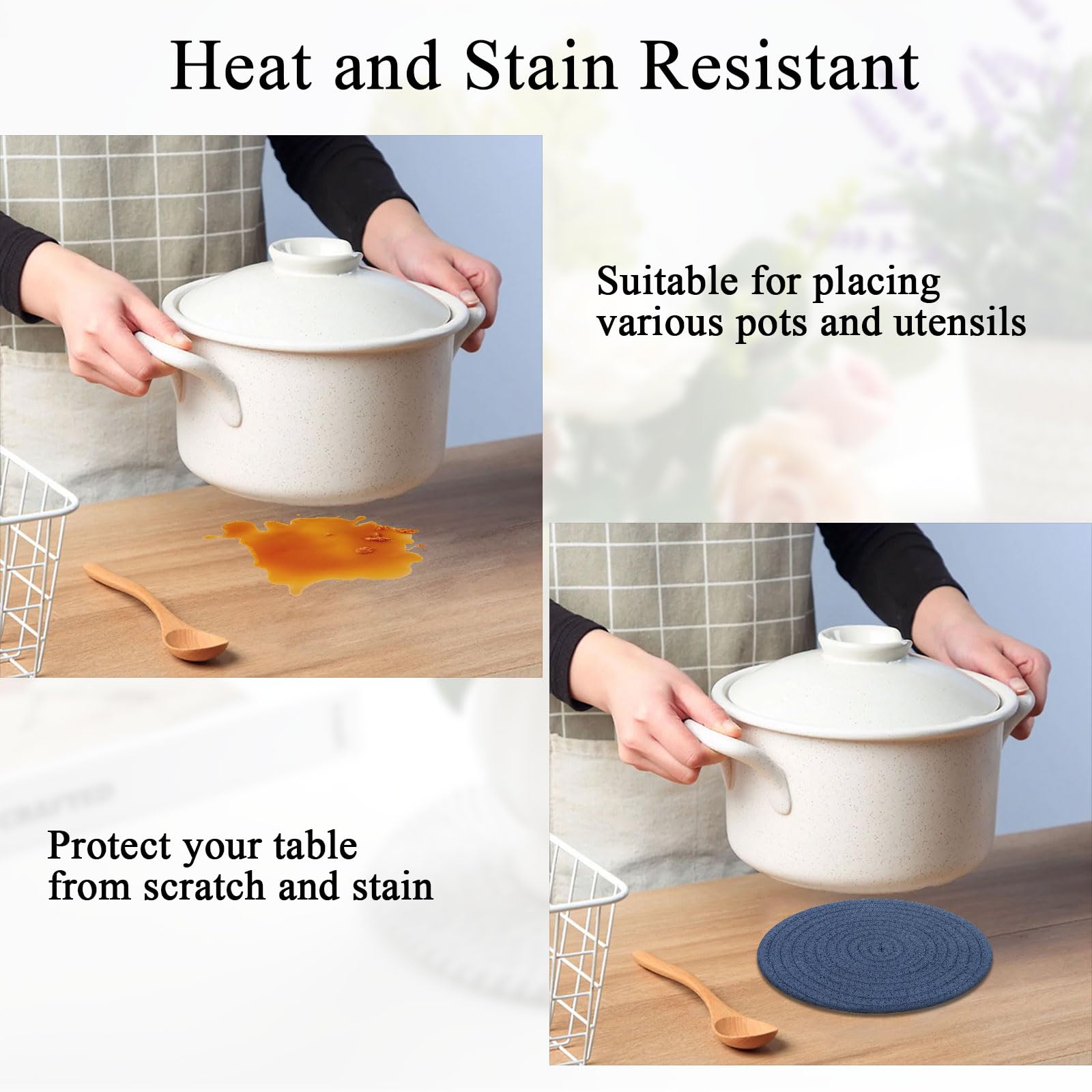 SHACOS 4 PCS Artificial Olive Branches with Olives and 8 Inches Trivets for Hot Dishes - Image 3