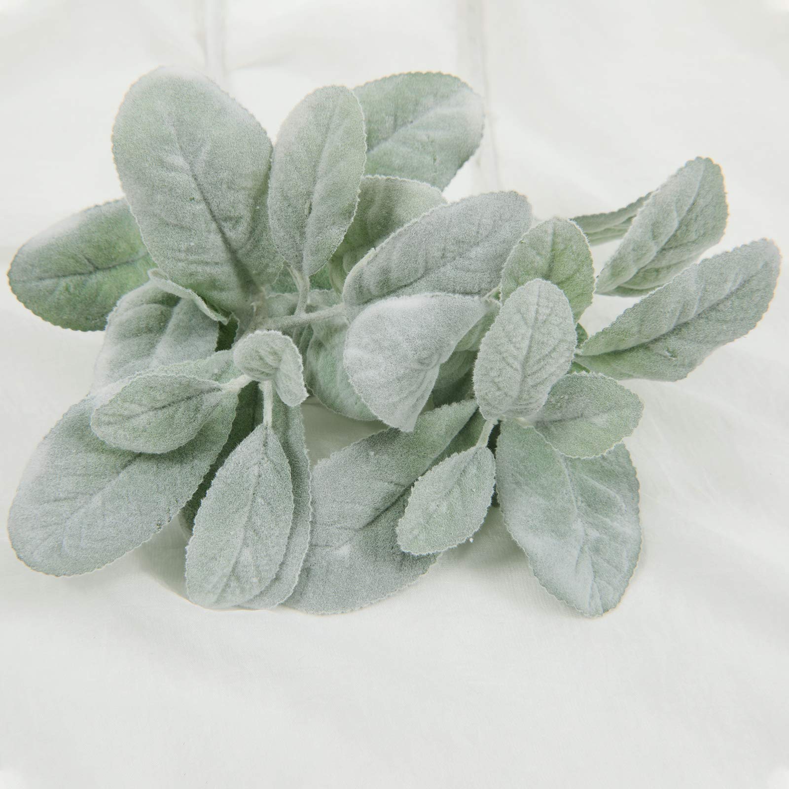 SHACOS Artificial Flocked Lambs Ear Stem 12 Pieces Lamb's Ear Branch Foliage Pick Greenery Leaf Flower Spray for Home Wedding DIY Floral Arrangement - Image 5