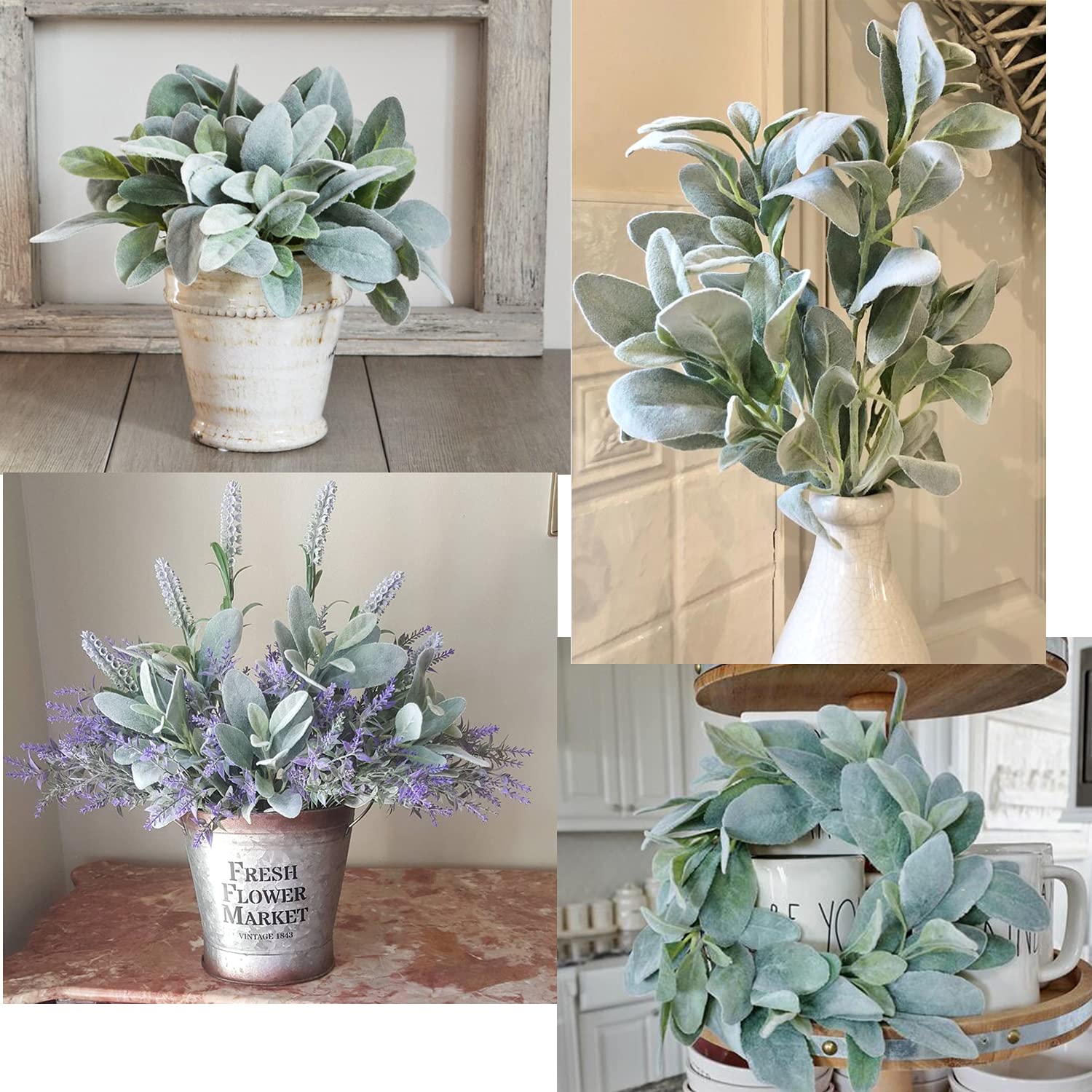 SHACOS Artificial Flocked Lambs Ear Stem 12 Pieces Lamb's Ear Branch Foliage Pick Greenery Leaf Flower Spray for Home Wedding DIY Floral Arrangement - Image 6