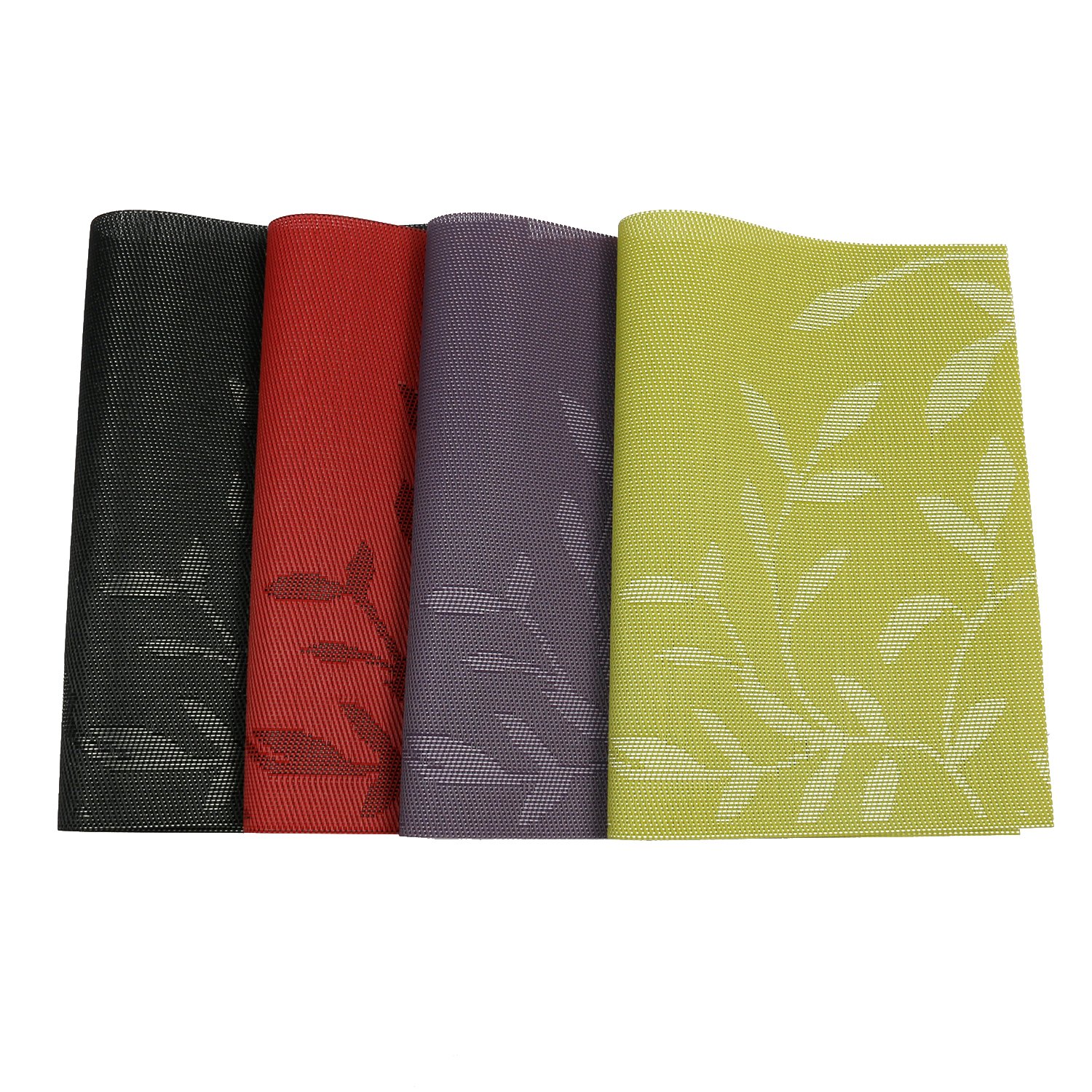 SHACOS Purple Leaves Woven Vinyl Placemats Set of 4 for Dinning Table, Durable PVC Place Mats, Heat Insulation Table Mats Indoor Outdoor - Image 6